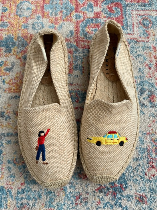 Soludos Shoes - Soludos Lucy Mail collaboration taxicab raffia espadrilles smoking slippers